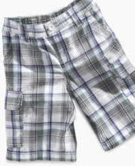 In school or on summer break, he'll always be comfortable and stylish in these cargo shorts from Greendog.