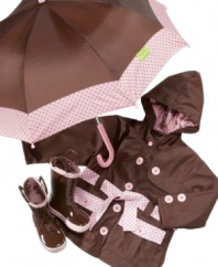 Keep her head dry and a smile on her face with this darling polka-dot trim umbrella from Western Chief.