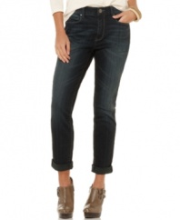 A cool, cuffed leg and slim silhouette is a modern take on the boyfriend jean, by DKNY Jeans.