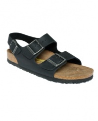 These Milano sandals feature a rich leather upper -- thick and supple, without additional, unnecessary dyes. Finished with a suede liner at the footbed for classic Birkenstock style and comfort.