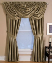 Your home is truly your castle with Versailles window treatments. Designed to hang from either end so you can choose if the pleats fall on the outside or inside of your window. With a brilliant sheen and lavish draping, this exquisite collection dresses your room in regal splendor.