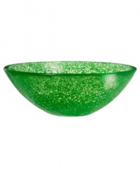 Speckled with a crisp shade of green, the Tellus crystal bowl is a vibrant centerpiece for a dining room or coffee table. In a generous size for holding whole fruits or other goodies, it's as functional as it is beautiful. Designed by Anna Ehrner.