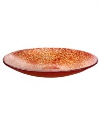 Speckled with fiery red, the Tellus crystal platter makes a brilliant centerpiece for the dining room or coffee table. Its minimalist shape is perfect for holding whole fruit or candies but looks simply stunning all on its own.