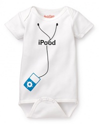 This droll Sara Kety bodysuit sends up the iconic music playing device.