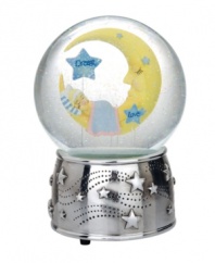 Better than a lullaby, the Sweet Dreams snow globe plays Twinkle Twinkle Little Star for sleepy kids and the man in the moon. With shooting stars in the silver-plated base by Reed & Barton.