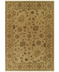 Evoking the strong look of ancient Tabriz rug designs, the Premier area rug from Dalyn is woven with intricate floral medallions in soft ivory. Made in Egypt of durable polypropylene and shimmering polyester fibers, it provides any room with captivating texture and added dimension.