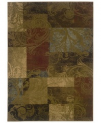 Modernize the look of your home with casual elegance. Swirling plumes inspire this St. Lawrence rug, rendered in colorblocked autumn hues like terra cotta, dark chocolate and rich greens. Crafted of durable polypropylene for years of long-lasting beauty.