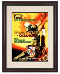 Sooners fans can keep the celebration going indefinitely with a framed copy of the 2001 Orange Bowl program cover. Oklahoma football came out on top that fateful January day, winning 13-2 against Florida State.