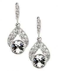Less is more, as demonstrated by these diminutive yet dazzling drop earrings from Givenchy. Embellished with glittering glass accents and crystals, they're set in silver tone mixed metal. Approximate drop: 1-1/4 inches.