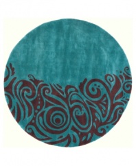 Color splash! Inspired by 1950s abstract expressionism, this Momeni area rug combines vibrant designs with the supremely soft texture of hand-tufted, hand-carved Chinese wool. In two striking tones of turquoise and maroon, this fashion-foward piece imparts a chic, contemporary feel in any space.