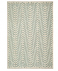 A herringbone pattern of leaves creates a fresh look for the modern home in this unique area rug from Martha Stewart rugs. Hand tufted in India of long wool fibers, this luxurious home accent presents unparalleled comfort and style underfoot.