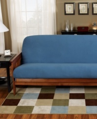 Give your futon the comfortable feel of your favorite tee with the Jersey Knit futon cover from Sure Fit. Featuring a perfect blend of soft cotton and spandex for stretch, this versatile futon cover adds a casual, relaxed appeal to your room. Featuring zipper closure at back.