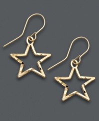 Reach for the stars. These stunning cut-out drop earrings are perfect for the girl destined for greatness. Crafted in 14k gold. Approximate drop: 3/4 inch.