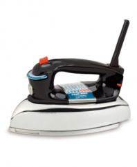 Classic wrinkle control. This Black & Decker iron has what it takes to keep clothing in tip-top shape. It delivers maximum heat to tackle tough wrinkles, plus a Teflon Select(tm) aluminum soleplate that glides effortlessly over fabric. One-year warranty. Model F67E.