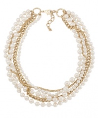 Daytime drama. Add an eye-catching element to your workday wardrobe with Carolee's stunning torsade necklace. Embellished with glass pearls, it's crafted in antique gold tone mixed metal. Approximate length: 18 inches + 2-inch extender.