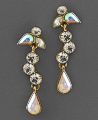 Sweet and sparkly drop earrings by Givenchy. Crafted in silvertone mixed metal and crystal accents. Approximate drop: 2 inches.