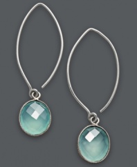 Cool, calm and collected. Studio Silver's serene style features a sweeping hoop setting that highlights oval-cut chalcedony stones (6-2/5 ct. t.w.). Set in sterling silver. Approximate drop: 2-1/2 inches.