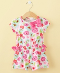 Time to romp around! Keep her comfortable and cute while she plays in this adorable floral romper from First Impressions.