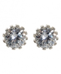 Finish your look with the right accents. These Betsey Johnson stud earrings wear well with a variety of looks. In silvertone mixed metal and crystal accents. Approximate diameter: 1/2 inch.