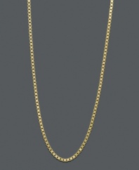Set in 14k yellow gold, the rich luster of this box chain adds classic elegance to every day. Available in 16.