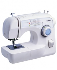 Just the right stitch. This sewing machine from Brother will help you sew like a pro, providing 35 preprogrammed stitches which perform a total of 73 stitch and quilting functions, plus numerous other decorative and utility stitches. 25-year limited warranty. Model HS1000.