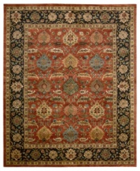 For the Jaipur collection Nourison uses a unique herbal wash to create the silky sheen and antique appearance of these fine wool rugs. In an earthy brick palette with multicolored medallions and a floral border, the rug enhances your home with lavishly elegant style.