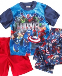 Other kids will marvel at his superhero style with this set from AME featuring his most fantastic favorites.