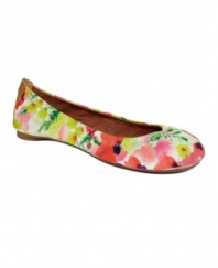Watercolor wonder. Step out in dreamy style with the printed vintage satin of the Emmie2 flats by Lucky Brand.