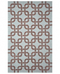 Chain-link chic! Liora Manne combines hand-hooking and hand-tufting techniques to achieve the rich, textural surface of this soft blue and driftwood brown indoor/outdoor rug from the Spello collection. UV stabilized to minimize fading, the elegant and durable rug is sure to please. Hose off for easy cleaning.