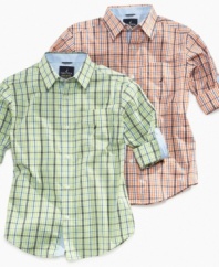 Prep him in plaid. He'll look good in this Nautica shirt no matter what he ends up doing during the day.