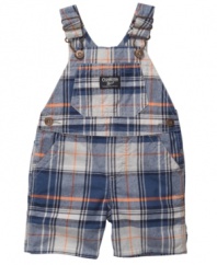 Playtime perfect! These fun plaid overalls from Osh Kosh keep him comfy no matter how active he gets.