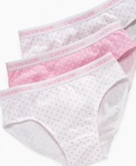 She'll be pretty in polka dots with the super comfortable fit and cute design of this 3 pack of bikini-style underwear from Calvin Klein.