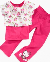 Ring around the rosy! She'll love to jump and play in a pair of these comfy graphic pants from Hello Kitty.
