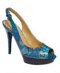 Show off your devilish eye for style with the dare-to-wear python-print Bigspender pumps by Nine West.