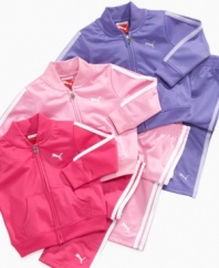 The cat's meow. She'll be one stylish, sporty girl in this tricot jacket and pant set from Puma.