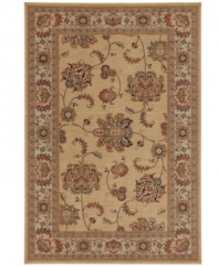 A naturalistic bordered motif teeming with warm earth tones imparts a decidedly elegant allure. Beautifully detailed, this sumptuously soft area rug from Karastan is woven from two-ply nylon pile, ensuring long-lasting wear even in high-traffic areas.