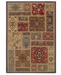 A collection of rich, colorful floral pieces are connected with slim, detailed borders in the Yorkville area rug. This classic home accent is constructed of soft, low pile fibers for an exquisite finish to any room decor. (Clearance)