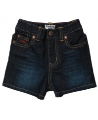 Basic blues give him classic style and all-day comfort in these shorts from Osh Kosh.