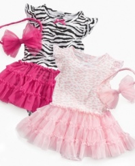 Time to get wild! She'll sport exotic print with ease in one of these frilly tutu-dresses from First Impressions.