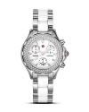 Michele's Tahitian chronograph watch is a statement of timely elegance. Detailed with a beautiful diamond bezel, a K-1 mineral crystal and deployant closure.