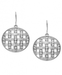 Reflective perfection. Circular glass accents adorn Charter Club's chic drop earrings. Set in silver tone mixed metal. Approximate drop: 1-1/4 inches.