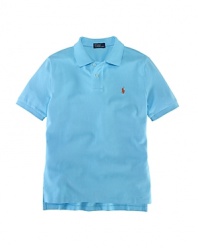 Rendered in lightweight, breathable cotton mesh, this classic polo features the requisite embroidered pony at the chest.
