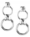 Come full circle. AK Anne Klein's chic drop earrings feature two circles set in imitation rhodium-plated mixed metal. Approximate drop: 2 inches.
