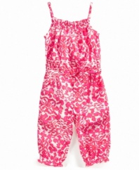 Pretty patterns. Add art to your princess's wardrobe with this tribal print romper from DKNY. (Clearance)