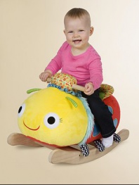 This soft and cuddly plush bug has fun legs, antennae, smiling face and sits atop a solid wooden rocker frame for a rocking good time.About 16H X 12D X 24LSuitable for ages 1 year and upImported