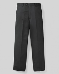 Crafted from pure worsted wool, this handsome dress pant presents a versatile option for your little guy's event ensembles.