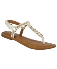As you wish, princess. A braided vamp in the Annie comes complete with a little gold accent while the cozy leather interior gives your feet the royal treatment in these summer sandals from Naturalizer.