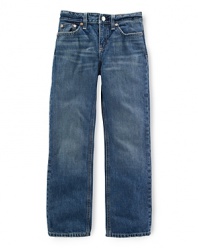A denim slim fit jean is perfect for back-to-school cool in a classic wash.