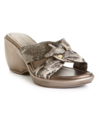 Radiate summer style with the Shine wedge sandal by Karen Scott. With a slip-on silhouette and stud detail on the vamp, fashion meets function.