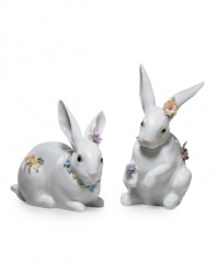 Some bunny to love. Wearing a necklace of spring blooms, this white porcelain rabbit from Lladro is a must for Easter but a sweet fixture in your home year-round.